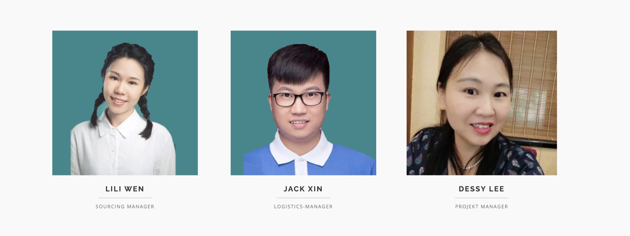CPARCEL Team mit Lili Wen, Jack Xin und Dessy Lee